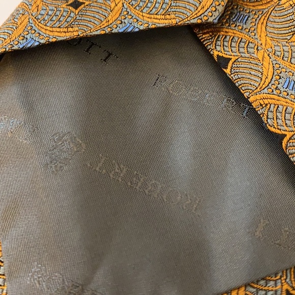 Robert Talbott orange blue pattern silk tie - Picture 4 of 5